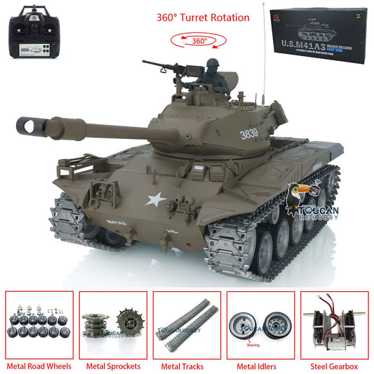 Henglong 1/16 7.0 Customized Walker Bulldog RTR RC Tank 3839 360 Degree Turret Rotation Metal Tracks Sprocket Wheels Infrared Combating System