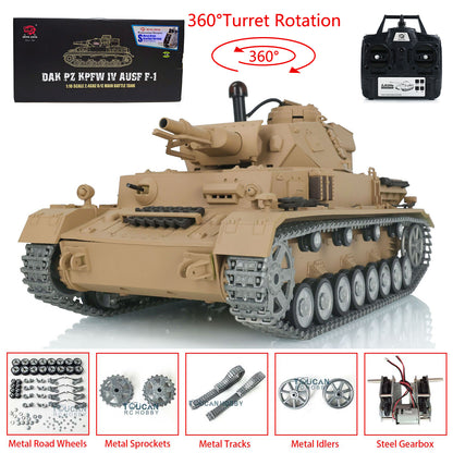 Henglong 1/16 2.4G 7.0 Customized 3858 Panzer IV F RTR RC Tank 360 Degree Turret Smoke IR BB Metal Tracks Drive Idler Road Wheels Gearbox Tracks