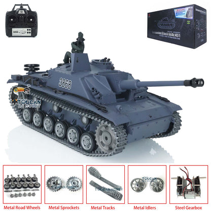 Henglong 1/16 7.0 Customized Stug III RTR RC Tank 3868 Metal Tracks Driving Idler Wheels Barrel Infrared Combating System