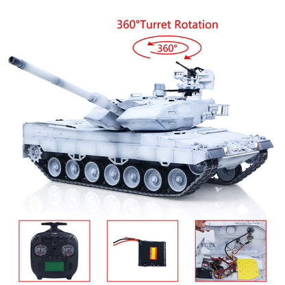TOUCAN 1/16 Metal 3889 German Leopard A6 RTR RC Tank 360 Degree Turret Electric Periscope Barrel Recoil Smoke Metal Road Drive Idler Wheels