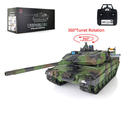 Henglong 1/16 TK7.0 Plastic 3889 Leopard2A6 RTR RC Tank with BB Infrared Combat Smoke Sound Light 360 Degrees Turret Metal Barrel