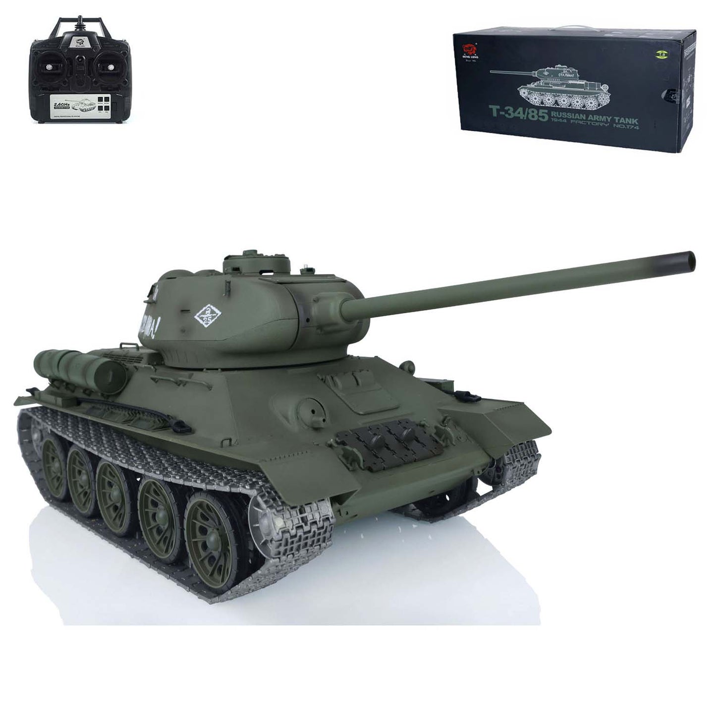 US Stock 2.4Ghz Henglong 1/16 Scale 7.0 Upgraded Soviet T34/85 3909 RTR RC Tank Model BB Infrared Metal Barrel Tracks Drive Idler Wheels