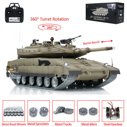 $40 OFF 11.11 Flash Sale Henglong 1/16 TK7.0 Professional IDF Merkava MK IV RTR RC Tank 3958 with Barrel Recoil BB IR Smoke Metal Tracks Gearbox Sprockets Idlers Road Wheels