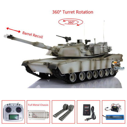 Heng Long 1/16 Full Metal Chassis Assembled RC Tank 3918 M1A2 Abrams With TK16 Main board  360 Degree Rotating Turret I6S Radio System
