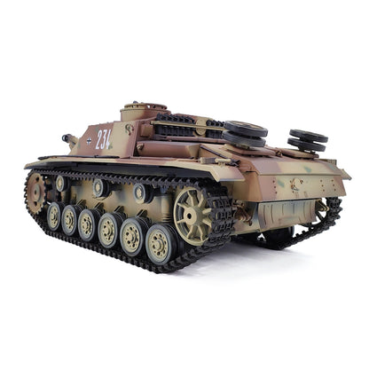 2.4G Henglong 1/16 7.0 Plastic German Stug III RTR RC Tank Model 3868 BB IR Steel Gearbox 1800MAH Battery Radio Sound Lights