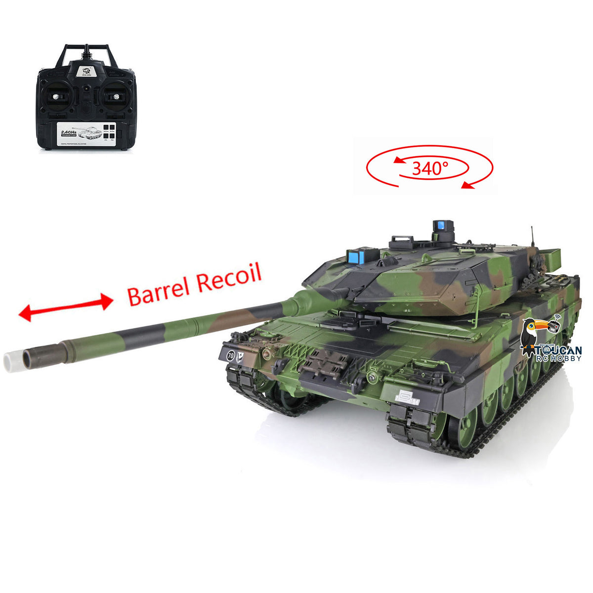 Henglong 1/16 TK7.0 Plastic USA M1A2 Abrams 3918 German Leopard2A6 3889 RTR RC Tank BB Infrared Combat Smoke Barrel Recoil Sound Light System