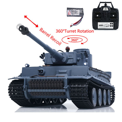 2.4 Ghz Henglong 1/16 7.0 Plastic 3818 Tiger I RTR RC Tank Infrared Combat BB Sounds Lights Smoke Model Metal Barrel Recoil