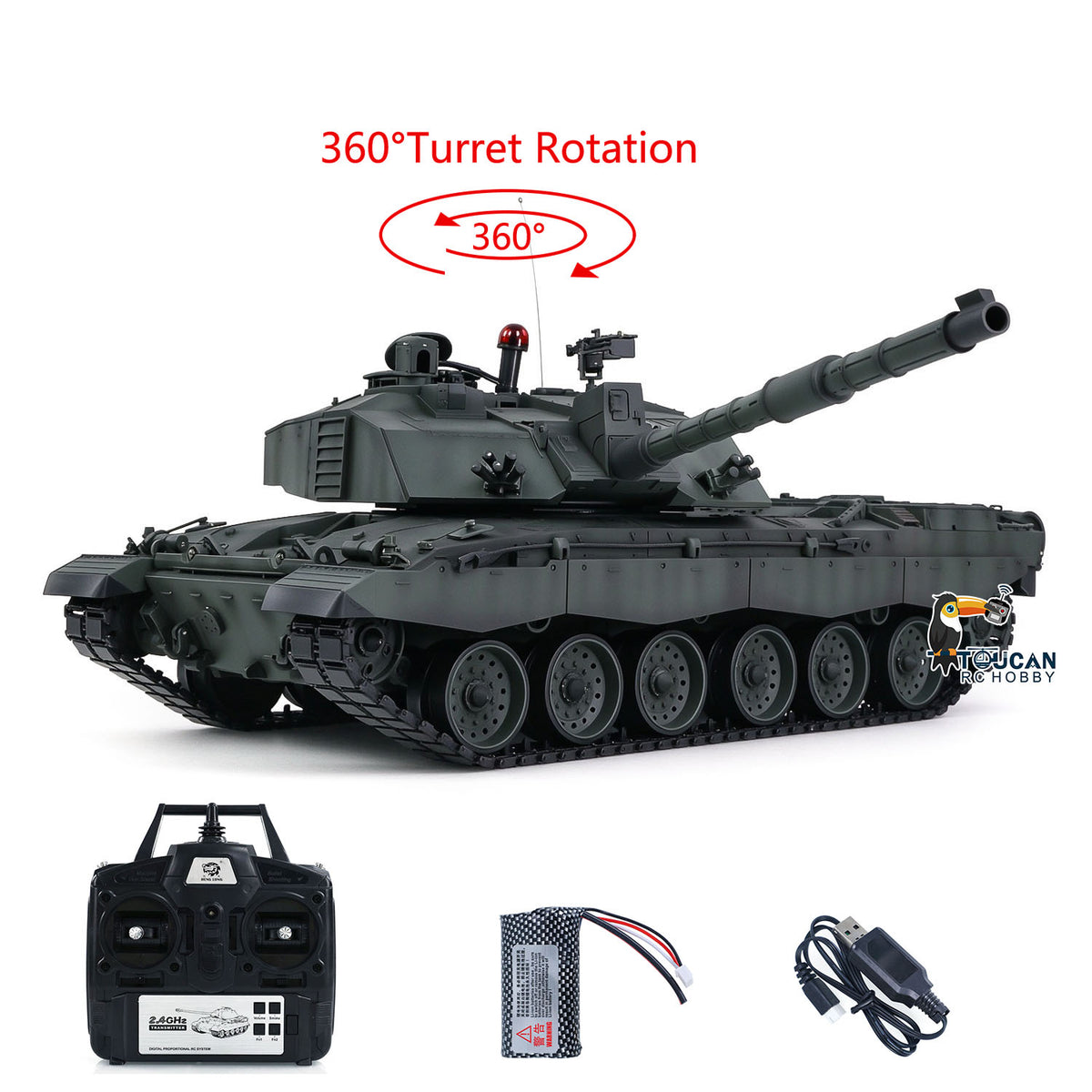 Henglong 1/16 TK7.0 Professional British Challenger II 3908 RTR RC Tank with Metal Tracks Sprockets Idlers Road Wheels Gearbox