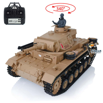 2.4G Henglong 1/16 Snow 7.0 Plastic German Panzer III H RTR RC Tank Model 3849 Metal Barrel Radio Control Vehicle Infrared Combating System