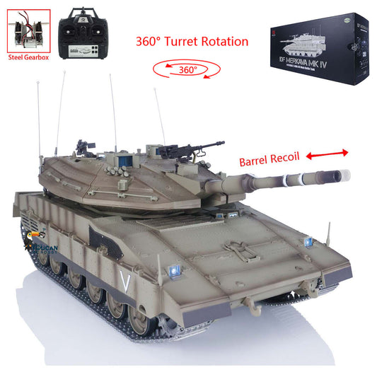 Radio Control Tank 1/16 Heng Long IDF Merkava MK IV 3958 Comes With 360?? Turret Rotary Upgrade Edition Recoil Barrel Sound Light RTR