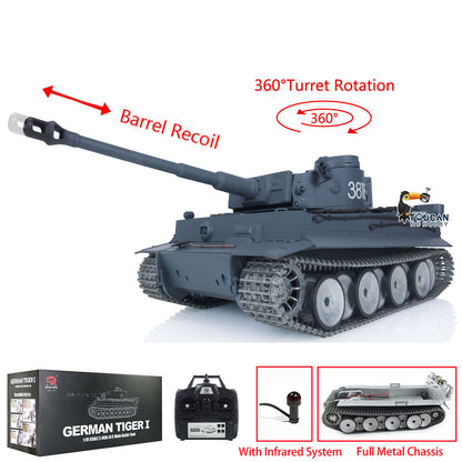 HengLong Factory 1/16 3818 Tiger 1 Radio Control Military Vehicle Full Metal Sprockets Idlers Chassis Plastic Hull RTR RC Tank Y