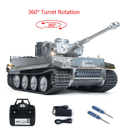 Henglong 2.4G 1/8 Full Metal German Tiger I RTR RC Tank 3818 Model FPV 360 Degrees Turret Barrel Recoil BB IR Smoke Sound Light