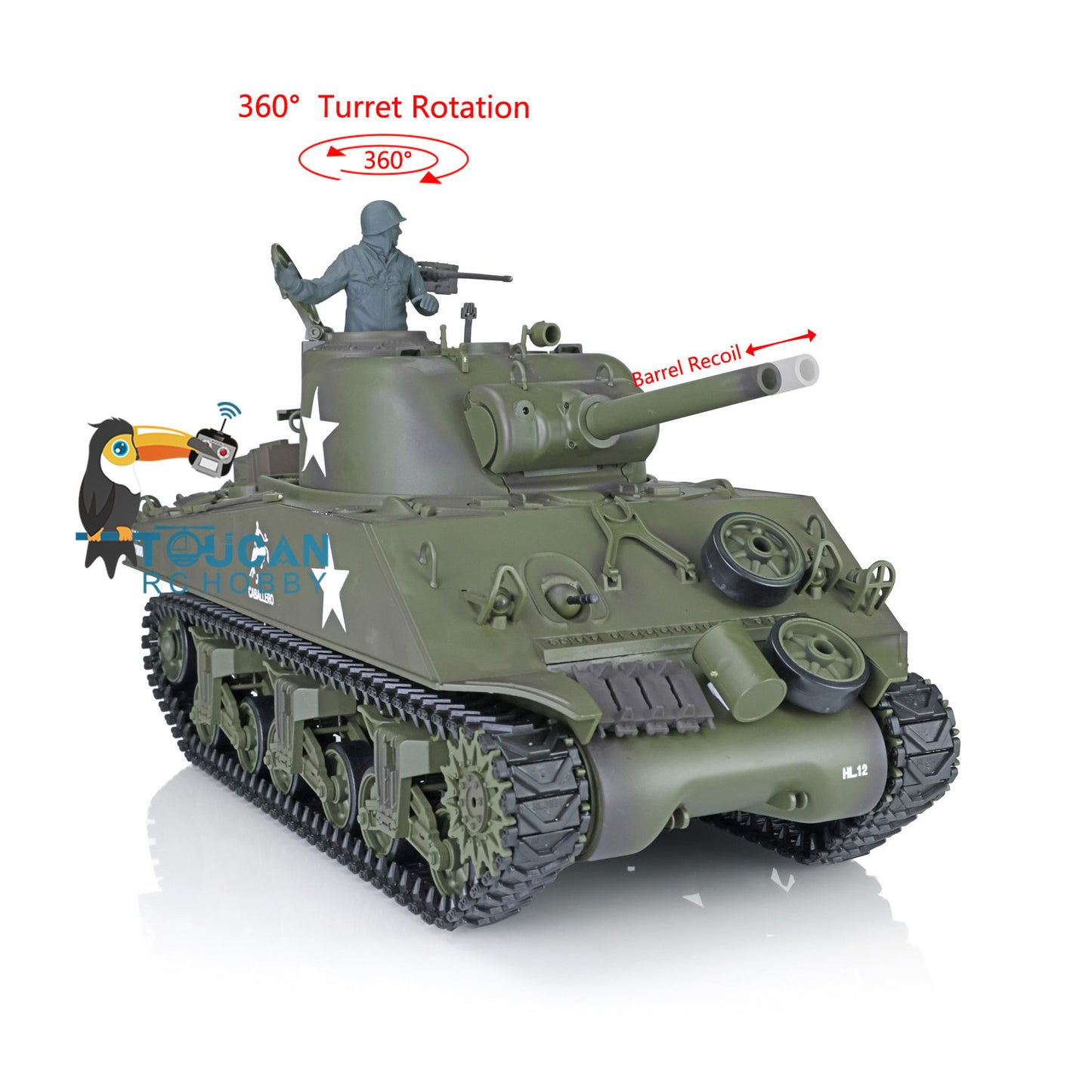 1/16 TK7.0 Henglong Plastic M4A3 Sherman RC Tank 3898 W/ 360 Degrees Rotating Turret Outdoor Battling Tank Smoking Tank