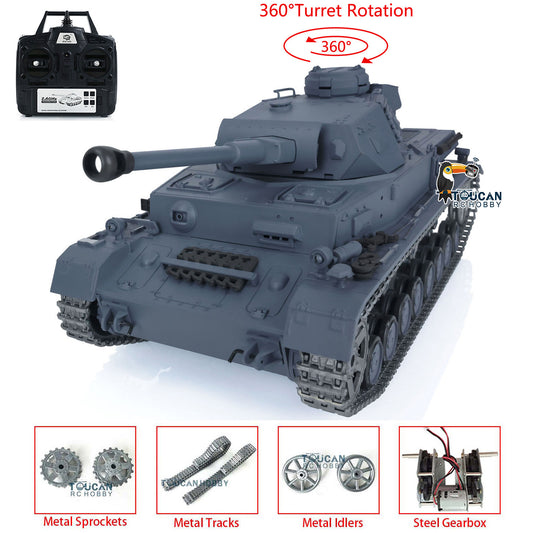 Henglong 1/16 Scale 7.0 Upgraded Panzer IV F2 RTR RC Tank 3859 Infrared Combating System 360 Degree Turret Rotation Metal Tracks