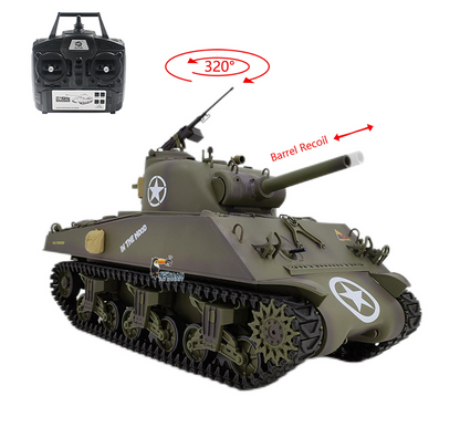 Henglong 1/16 Special Spray Painting TK7.0 Plastic 3898 USA M4A3 Sherman RTR RC Tank with BB IR Barrel Recoil Smoke Steel Gearbox