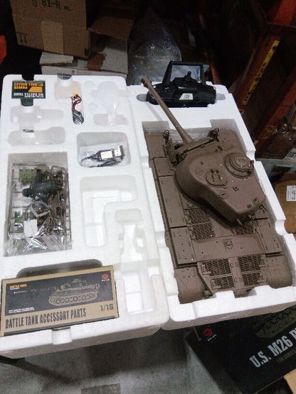 Fast Free Shipping Second Hand US Stock Henglong 1/16 Scale 7.0 Upgraded 3838 M26 Pershing RTR RC Tank BB IR Metal Tracks Gearbox Drive Wheels