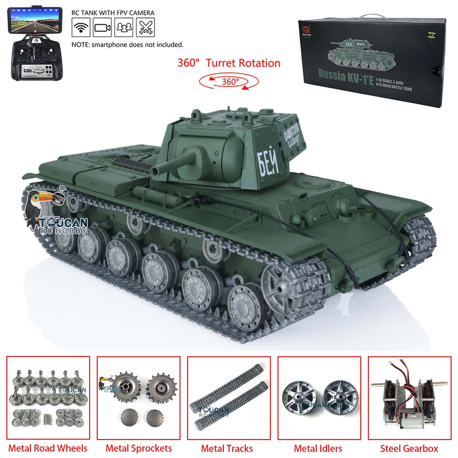 Heng Long TK7.0 1/16 T72 3939 Soviet Union KV-1 3878 RC Tank FPV