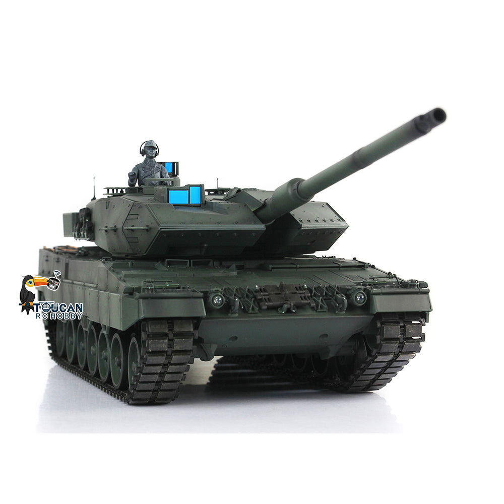 Henglong 1/16 7.0 RC Tank 3889 Green Plastic Leopard2A6 Assembled 360 Degree Turret Rotation BB Unit Infrared Combat Idle Smoke Metal Road Wheel Suspension