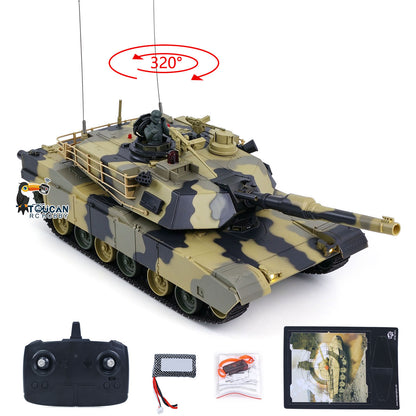 IN Stock Henglong 1/24 Plastic 3816 AbramsM1A2 RC Tank Model with Smoke Infrared Combat Turret Elevation and Depression Sound Light