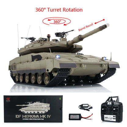 RTR Heng Long 1/16 7.0 Plastic IDF Merkava MK IV 3958 RC Tank Barrel Recoil BB IR 360 Degree Turret Smoke Metal Suspension Arm