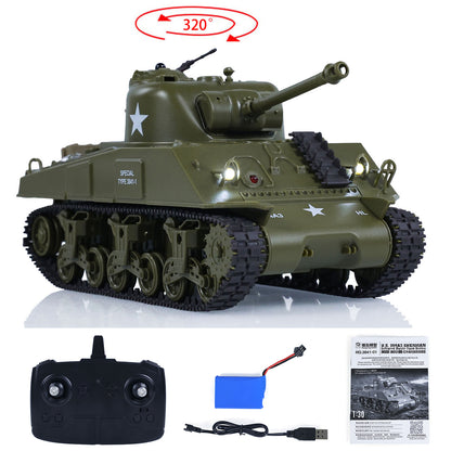 US Stock 1/30 Heng Long Sherman M4A3 3841-01 RC Battle Tank Infrared Combat 2.4G Remote Controlled&nbsp; Sound Light