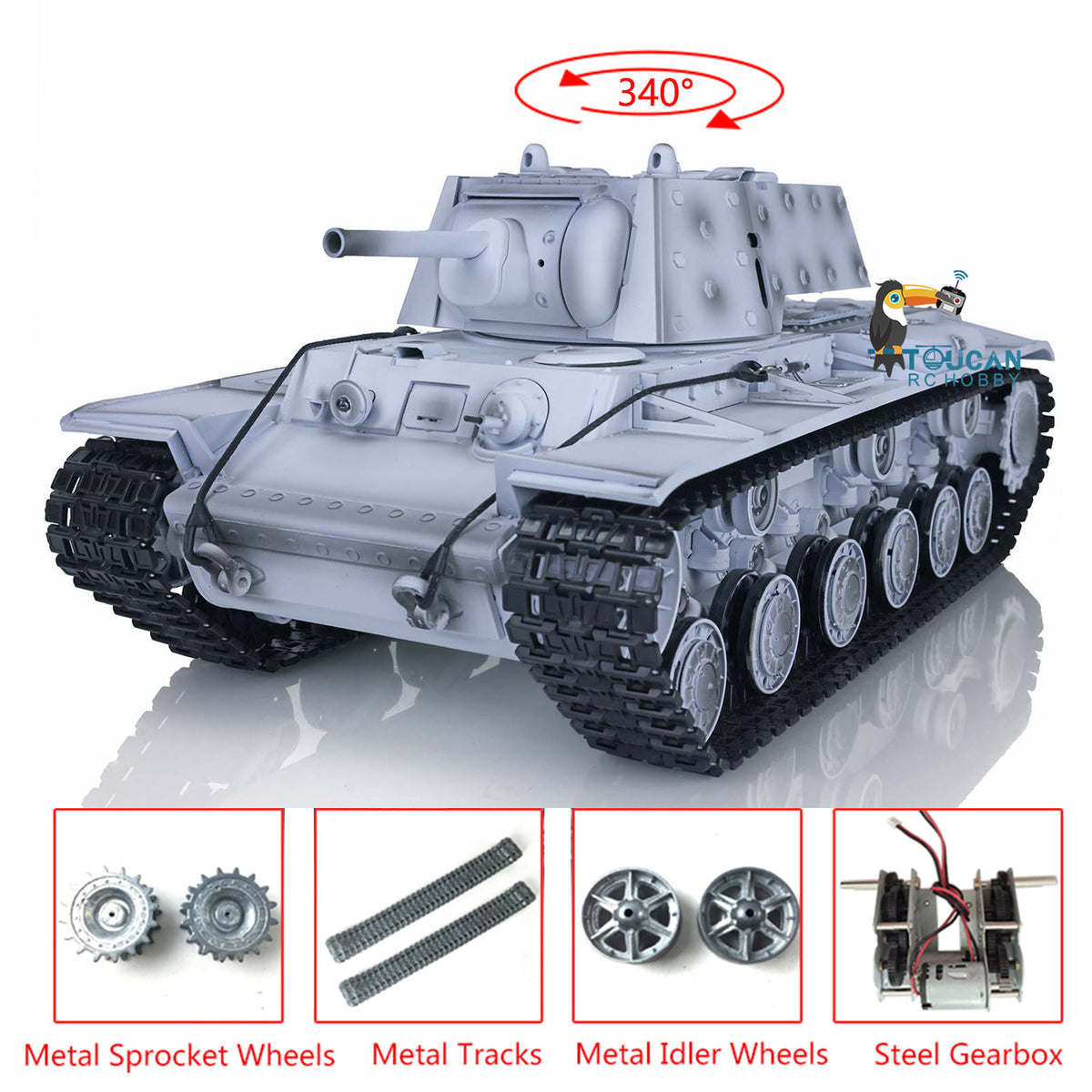 Henglong 1/16 7.0 Upgraded 2.4G Soviet KV-1 3878 RTR RC Tank Infrared Combat 340 Degree Turret