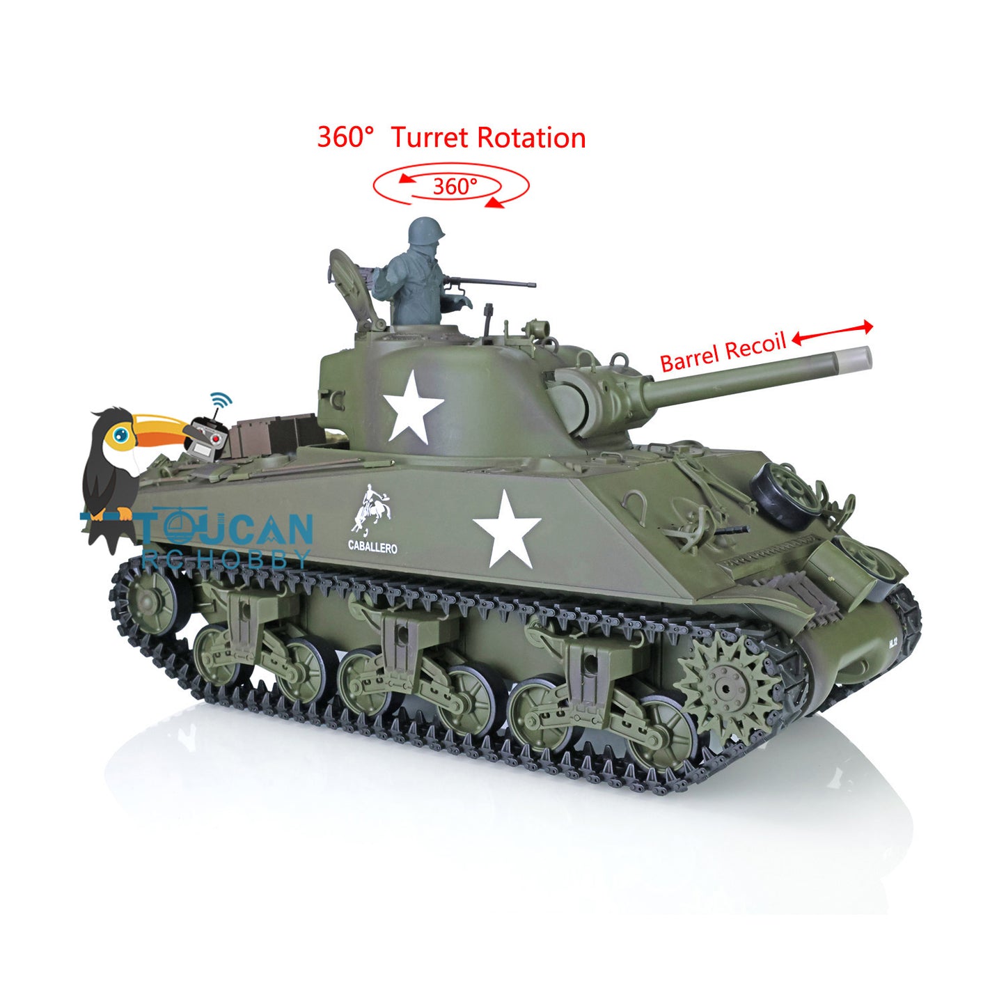 1/16 TK7.0 Henglong Plastic M4A3 Sherman RC Tank 3898 W/ 360 Degrees Rotating Turret Outdoor Battling Tank Smoking Tank