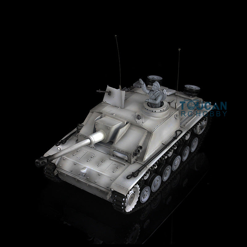 Henglong 1/16 Upgraded 3868 RC Tank Model 7.0 German Stug III w/ FPV Camera Phone Holder Metal Tracks Idler Sprocket Wheels Smoking