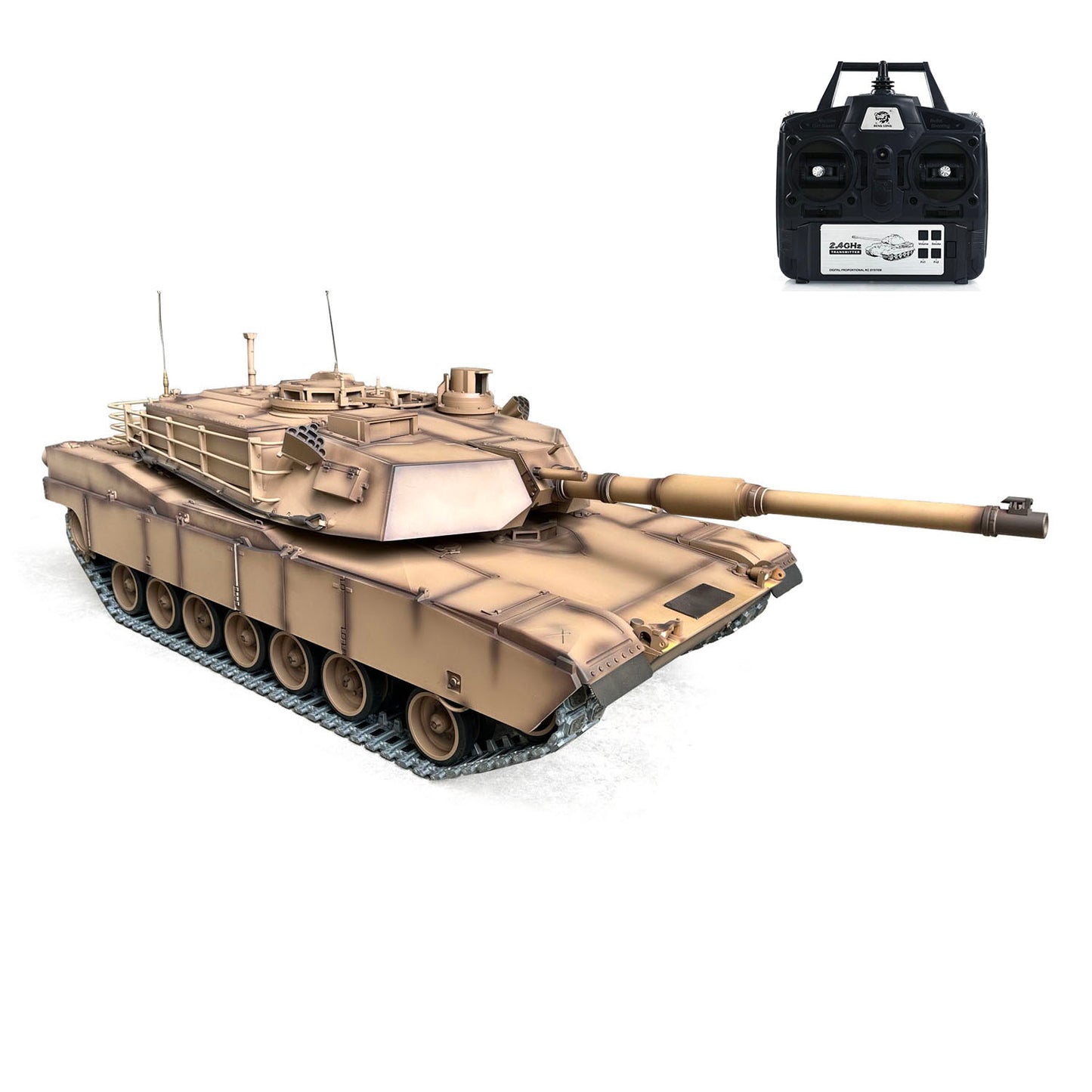 Henglong 2.4G 1/8 Full Metal USA Abrams M1A2 RTR RC Tank 3918 Model BB IR Smoke 360 Degrees Turret Barrel Recoil Sound Light