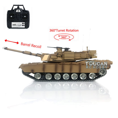 US Warehouse 2.4G Henglong 1/16 7.0 USA Abrams 3918 RTR RC Tank 360 Degree Turret Barrel Recoil BB IR Smoke Metal Drive Road Idler Wheels Tracks Rubber Pads