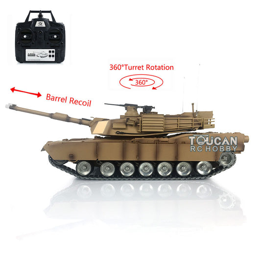 US Warehouse 2.4G Henglong 1/16 7.0 USA Abrams 3918 RTR RC Tank 360 Degree Turret Barrel Recoil BB IR Smoke Metal Drive Road Idler Wheels Tracks Rubber Pads
