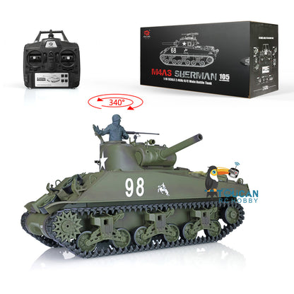Henglong 2.4G 1/16 TK7.0 Plastic USA M4A3 Sherman 3898 RTR RC Tank with Barrel Recoil BB Infrared Combat Smoke Light Sound Metal Barrel