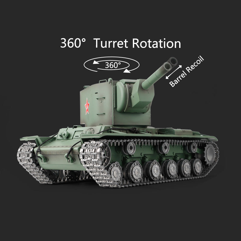 Henglong 1/16 7.0 Customized Soviet KV-2 Gigant 3949 RTR RC Tank BB IR 360 Degree Turret Metal Tracks Road Drive Idler Wheels