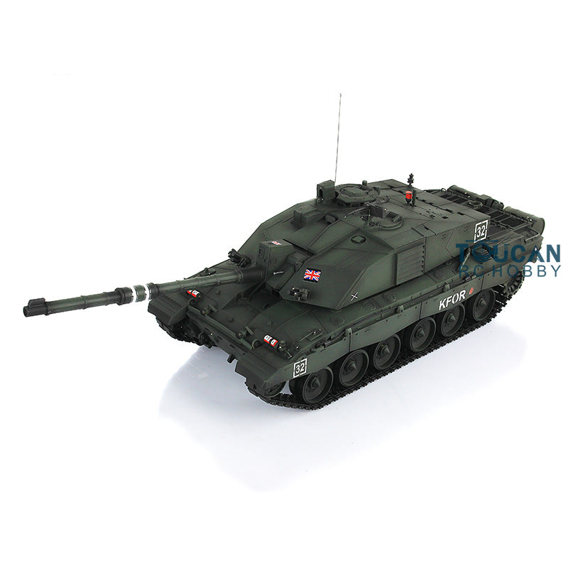 Henglong 1/16 7.0 RC Tank 3908 Customized Challenger II Metal Road Wheels Tracks 360 Degree Turret Infrared Combat Idle Smoke Barrel lifting
