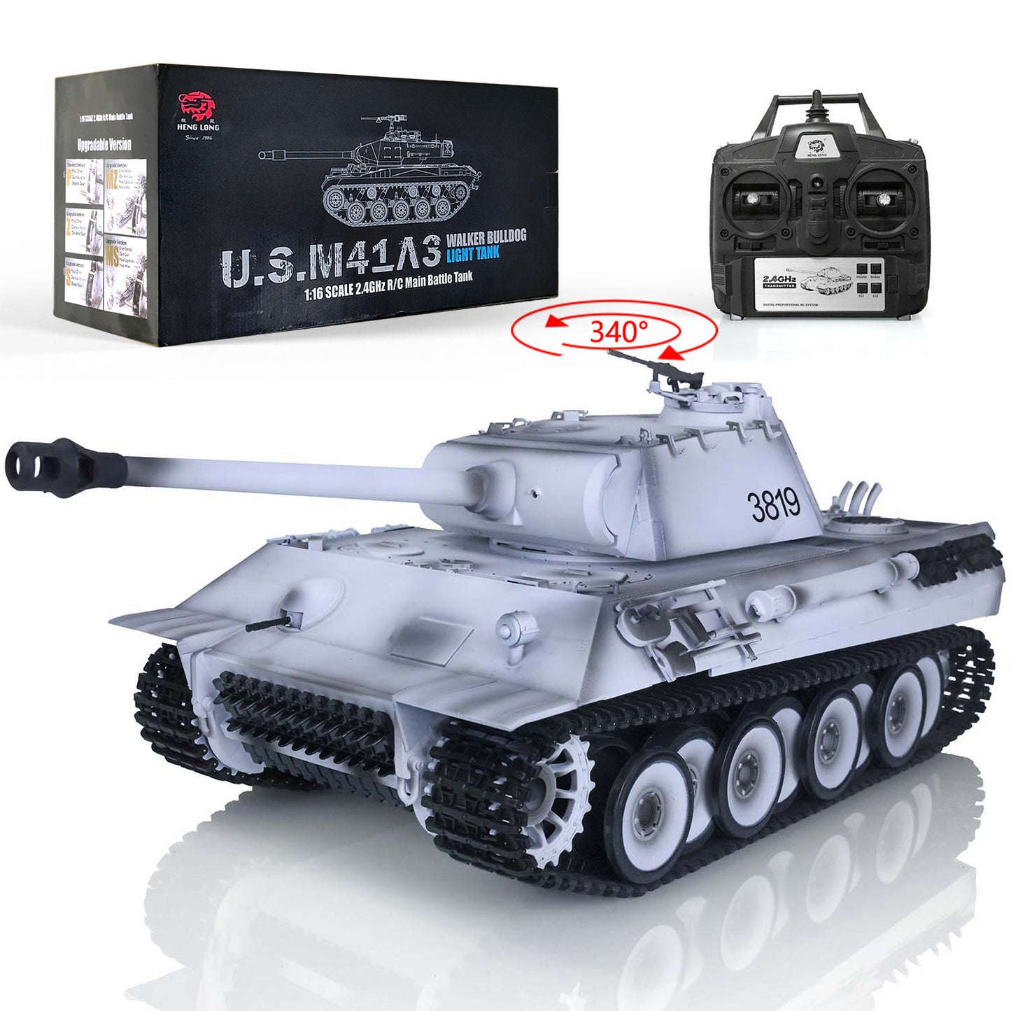 2.4Ghz Henglong 1/16 Snow 7.0 Plastic Ver German Panther V RTR RC Tank Remote Control Vehicle 3819 Infrared Combating System