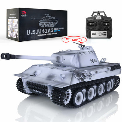 2.4Ghz Henglong 1/16 Snow 7.0 Plastic Ver German Panther V RTR RC Tank Remote Control Vehicle 3819 Infrared Combating System