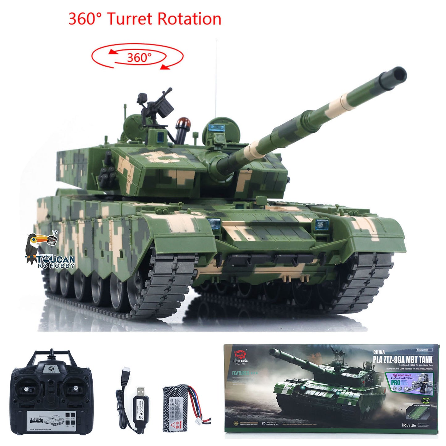 Heng Long 3899A 1/16 Radio Control Main Battle Tank RC Military Model Infrared Combat Smoking Metal Tracks Idlers Road Wheels