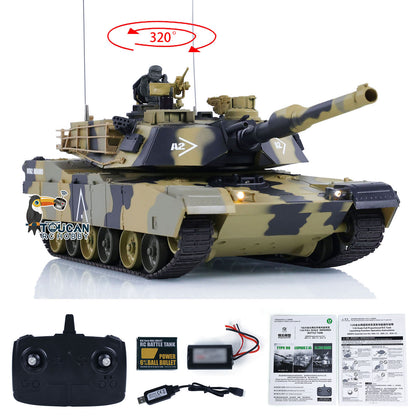 Henglong 1/24 Plastic 3816 AbramsM1A2 RC Tank Model with Infrared Combat Turret Elevation and Depression Sound Light