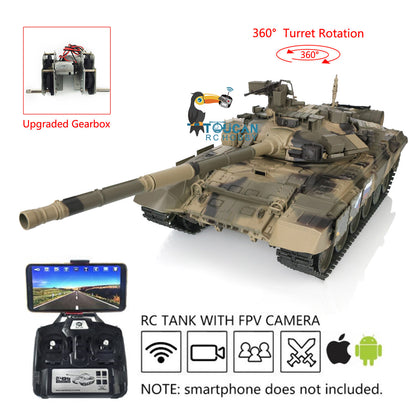 Henglong TK7.0 1/16 Plastic Russion T90 RTR RC Tank 3938 FPV 360 Degrees Turret BB IR Smoke Sounds Lights Metal Steel Driving Gearbox