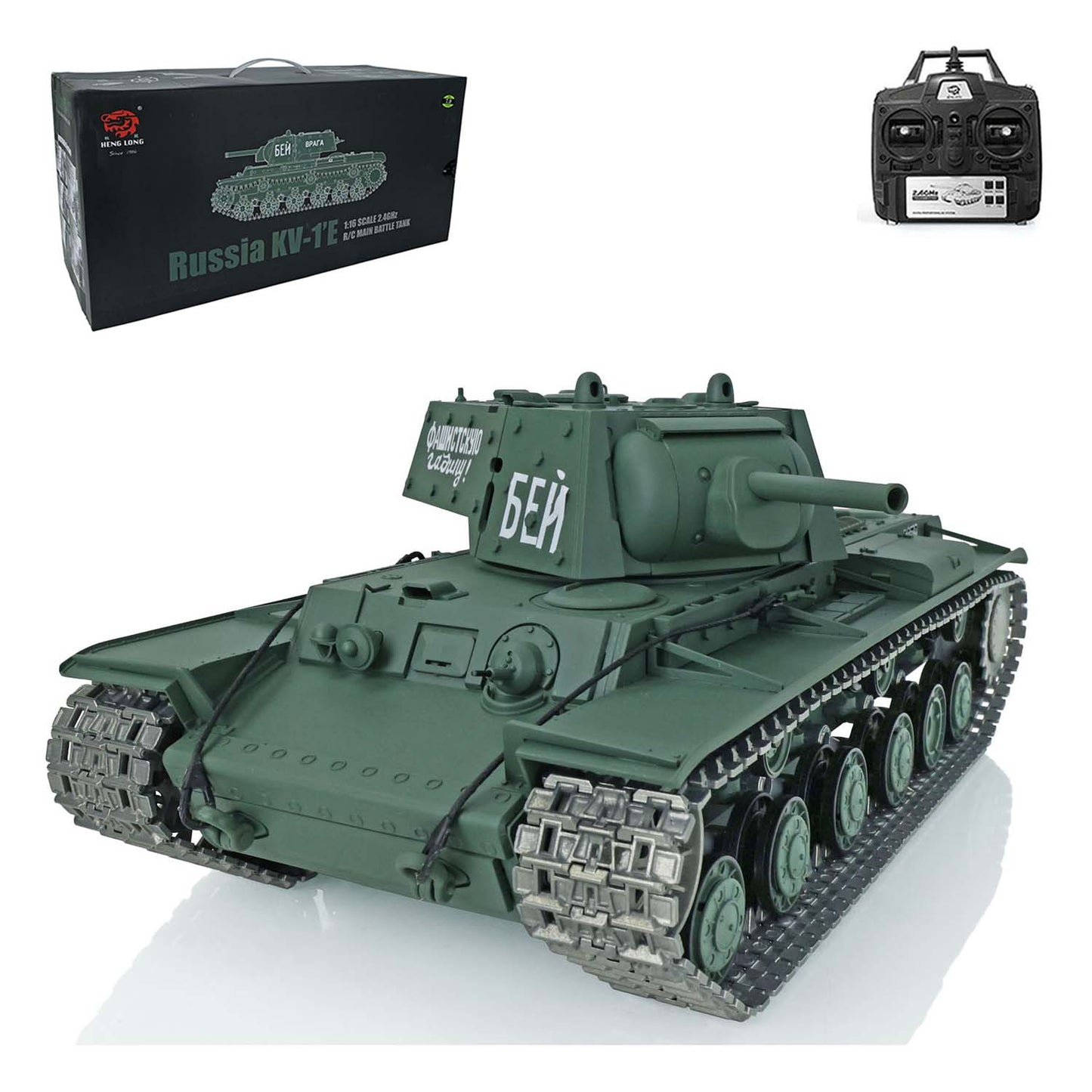 2.4G Henglong 1/16 7.0 Upgraded Soviet KV-1 3878 RTR RC Tank BB IR Light Sound Smoke 340 Degree Turret Metal Drive Idler Wheels Tracks Gearbox