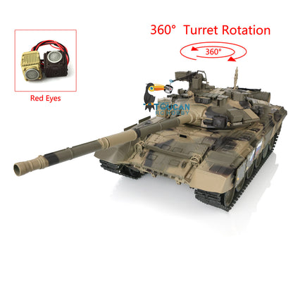 Henglong 1/16 7.0 Plastic Russia T90 RTR RC Tank Remote Control Military 3938 360 Degree Turret Smoke Sound Light BB Infrared Combating Option Red Eyes