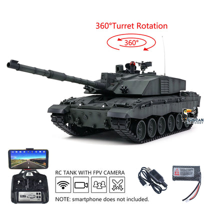 Henglong 1/16 TK7.0 Customize 3908 Challenger II RTR RC Tank with Metal Tracks Road Drive Idler Wheels