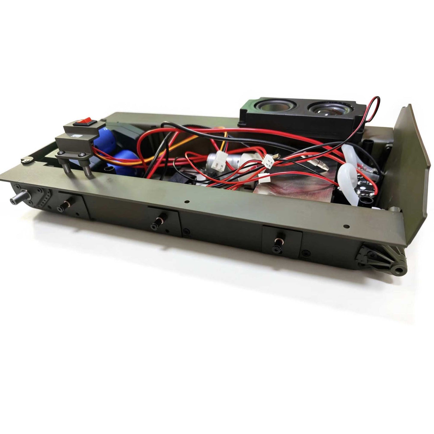 Metal Chassis Smoke Unit Gearbox Power Blue Motor Speaker Switch for Henglong 1/16 RC Battle Tank 3898 USA M4A3 Sherman Model