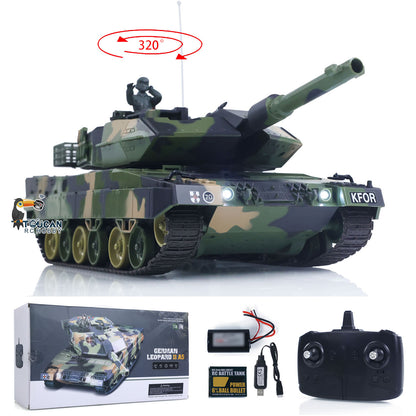 Henglong 1/24 Plastic 3809 Leopard2A5 RC Tank Model with BB Unit Infrared Combat Spray Water Turret Elevation and Depression Sound Light