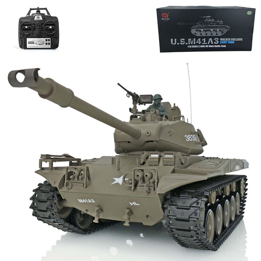US Warehouse 2.4G 1/16 Henglong 7.0 Plastic Walker Bulldog RTR RC Tank 3839 Radio Controlled Model Driving Gearbox Barrel Road wheels