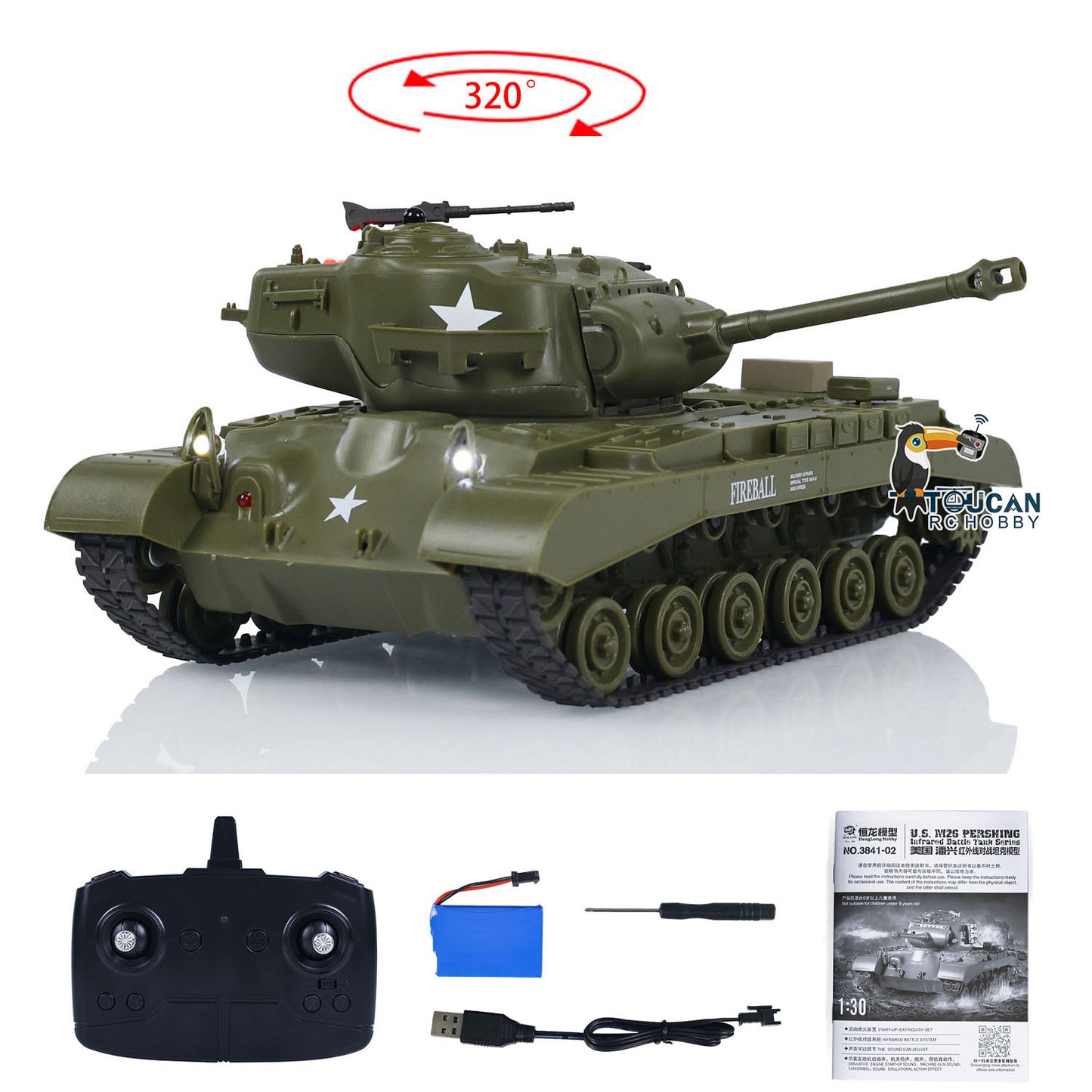 Heng Long 1/30 RC Plastic Tank Pershing 3838 M26 3898 M4A3 2.4G With Infrared Combating System Battle Tank Vehicle Model