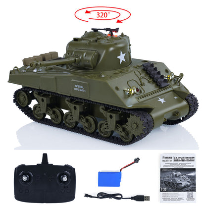 US Stock 1/30 Heng Long Sherman M4A3 3841-01 RC Battle Tank Infrared Combat 2.4G Remote Controlled&nbsp; Sound Light