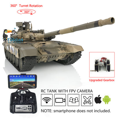 Henglong TK7.0 1/16 Plastic Russion T90 RTR RC Tank 3938 FPV 360 Degrees Turret BB IR Smoke Sounds Lights Metal Steel Driving Gearbox