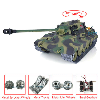 EU Warehouse 2.4G Henglong 1/16 7.0 Upgraded German King Tiger RTR RC Tank 3888A Metal Tracks