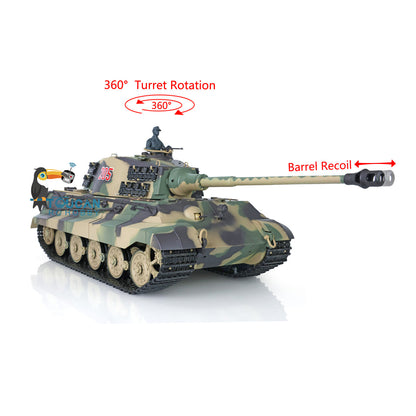 Henglong 1/16 7.0 Plastic 3888A German King Tiger RC Tank Sound Smoke 360 Degree Turret BB Infrared Combating System Option Barrel Recoil